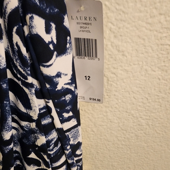 NWT Ralph Lauren Multi Color, V Neck, Runching Sheath Dress - Picture 4 of 10